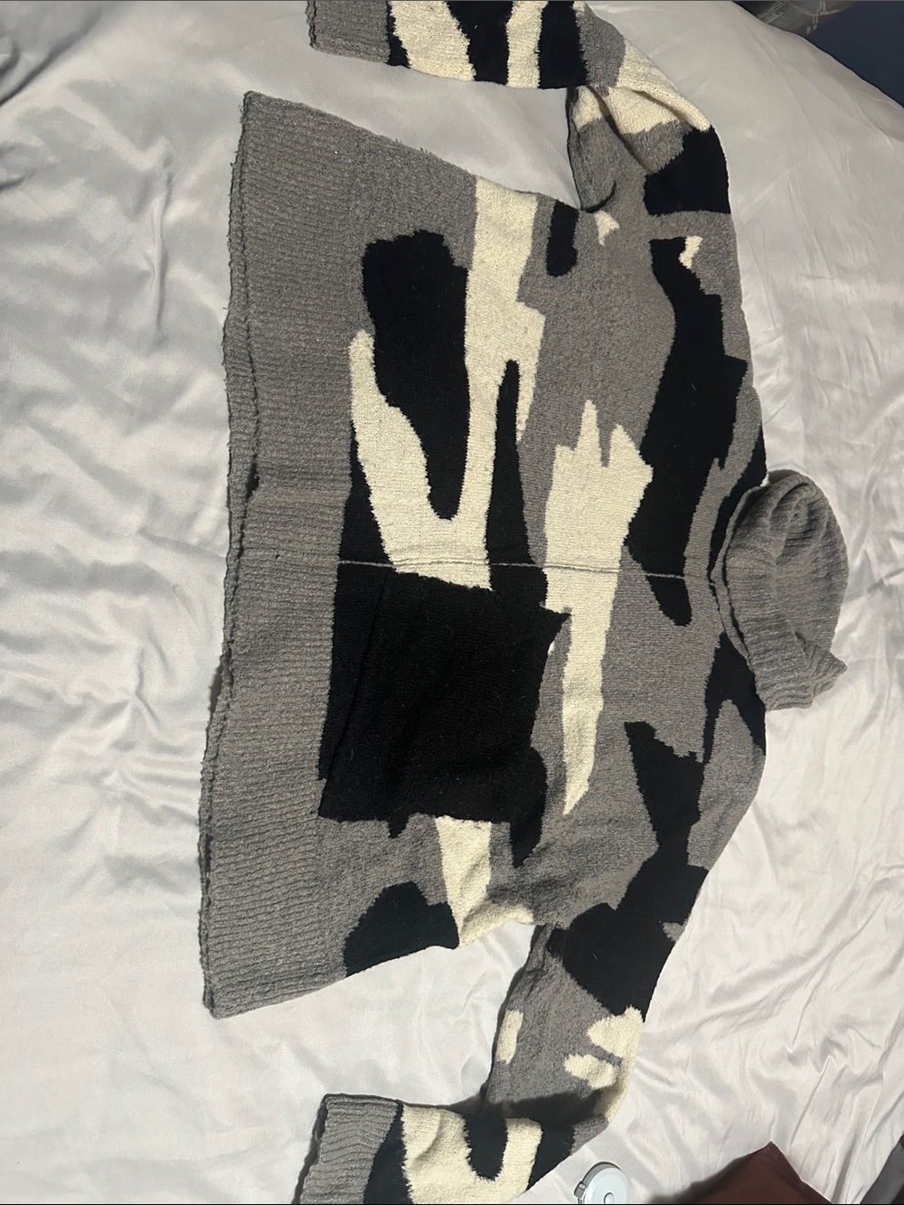 Design Lab Lord & Taylor Gray Black Cream Cowl Turtleneck Sweater